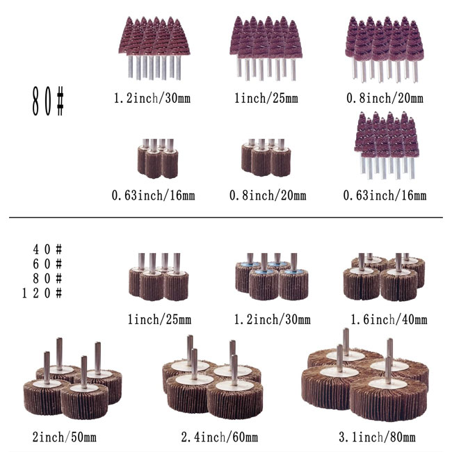 Vật tư tiêu hao đánh bóng 60/80/120/240 Hạt mài Bánh mài cánh hoa Oxit nhôm Dùng để đánh bóng và mài 6